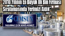 2010 Yılının En Büyük İlk Bin Firması Sıralamasında Yerimizi Aldık