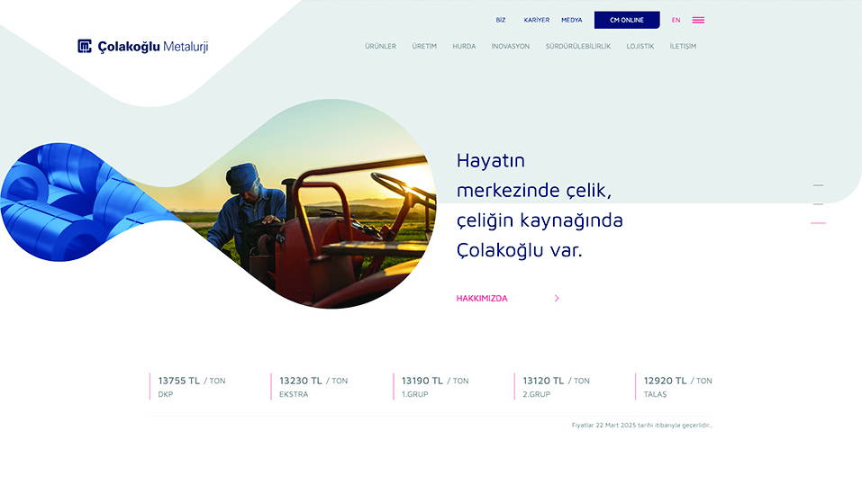 Yeni WEB sitesi Çolakoğlu Metalurji’ye Ödül getirdi  Çolakoğlu Metalurji’nin  yeni WEB sitesine uluslararası ödül